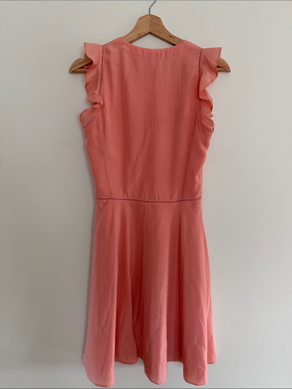Rebecca Taylor A-Line Silk Sleeveless Ruffled Dress In Peach - Picture 5 of 12